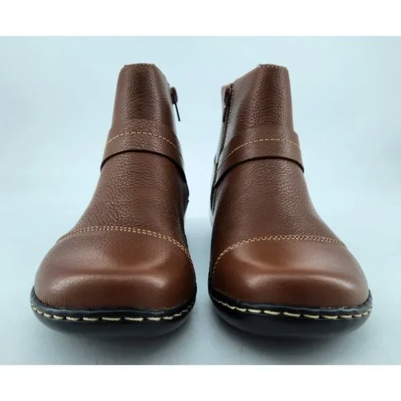 Clarks Women's Size 6.5 M Ashland Dark Tan Leather Pine Boots - Picture 2 of 13